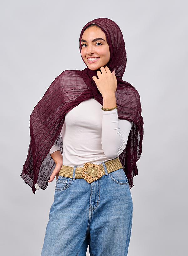 طرحة شيفون سادة كرمشة - قائد ستور